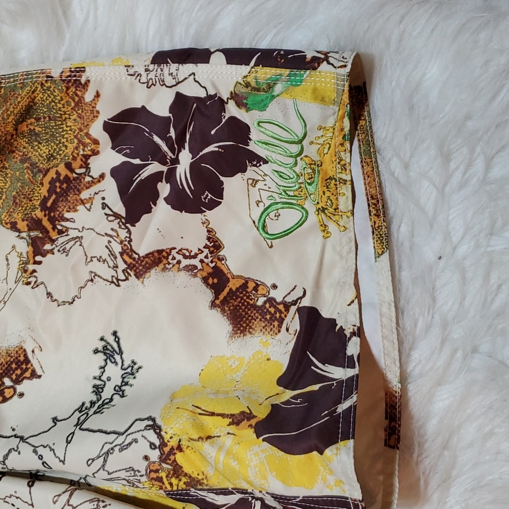 O'Neill board shorts swimming trunks, Hawaiian flowers tan, green, brown Size 32 - Picture 2 of 6